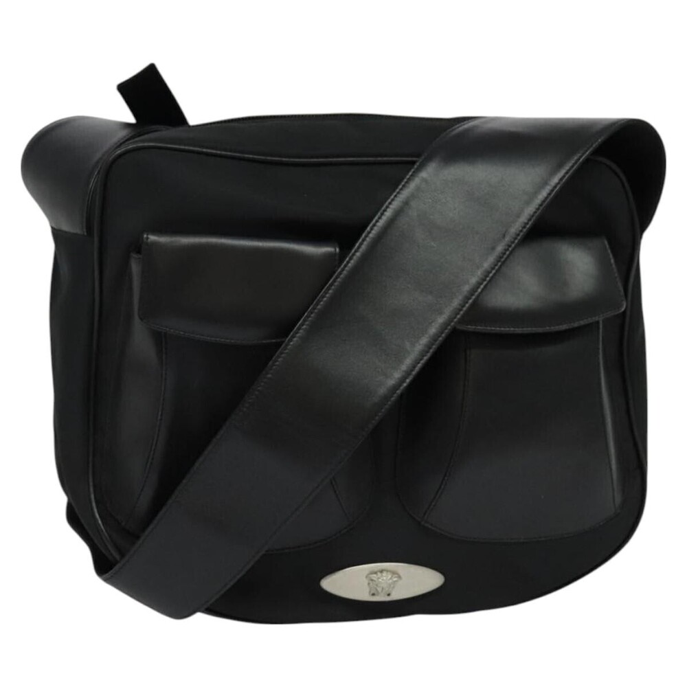 Versace Medusa Front Pocket Zip Messenger Leather Medium